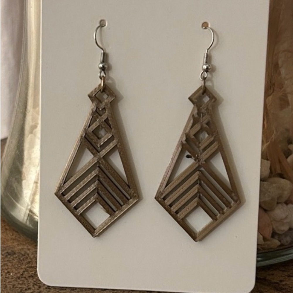 Geometric 3D Printed Platinum Earrings